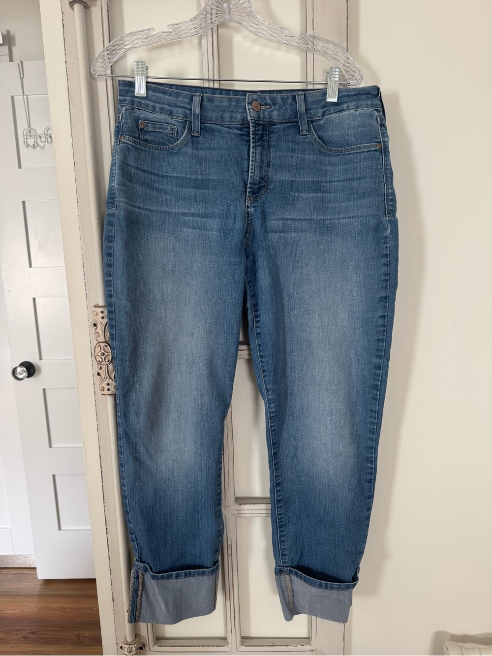 NYDJ Light Blue Boyfriend Capri Jeans with Cuffed Hem